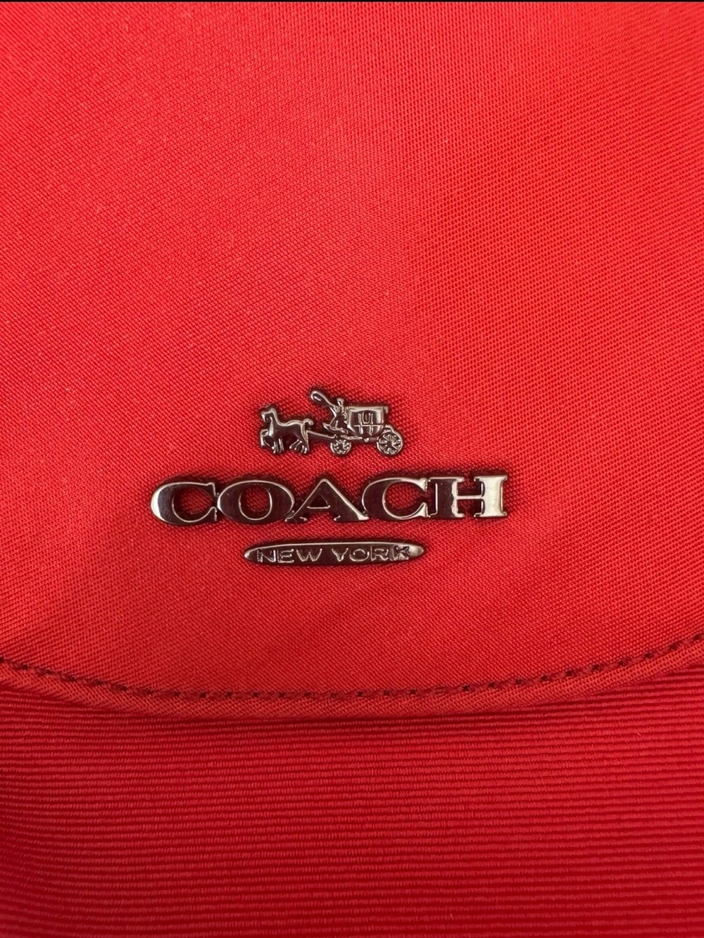Coach Bright Red Nylon Drawstring Backpack with Front Pockets - Picture 2 of 12